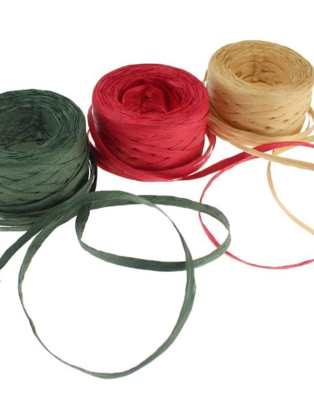3 Rolls Red Green Kraft 1/4" By 492 Feet Raffia Ribbon/String, 164 Feet Each Rol